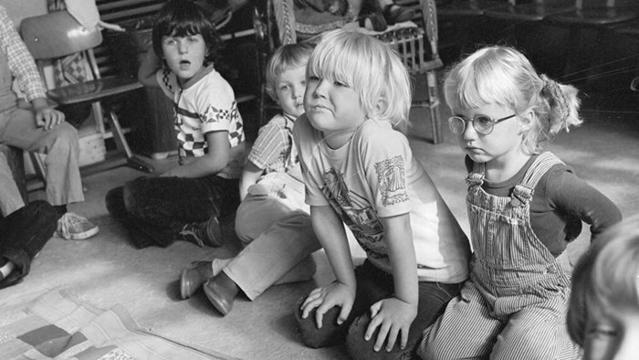 Leertlingen in de kleuterklas FotoAnefo, Verhoeff, Bert