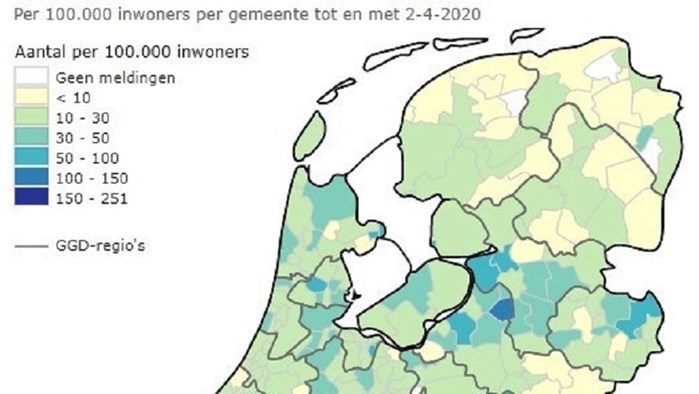 Coronabesmettingen NL per 2 april 2020