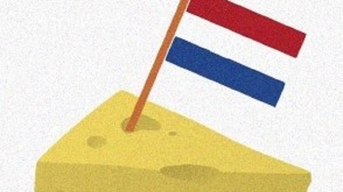 Kaasblokje met Nederlandse vlag