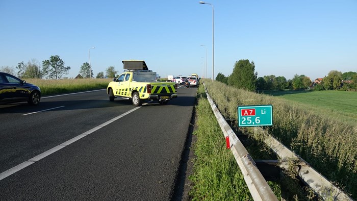 Ongeluk op A7 bij Oudendijk