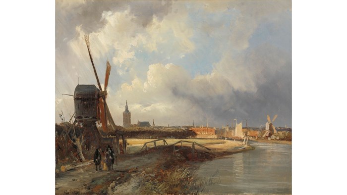 Conelis Springer (1817 - 1891) Gezicht op Den Haag ca 1851 