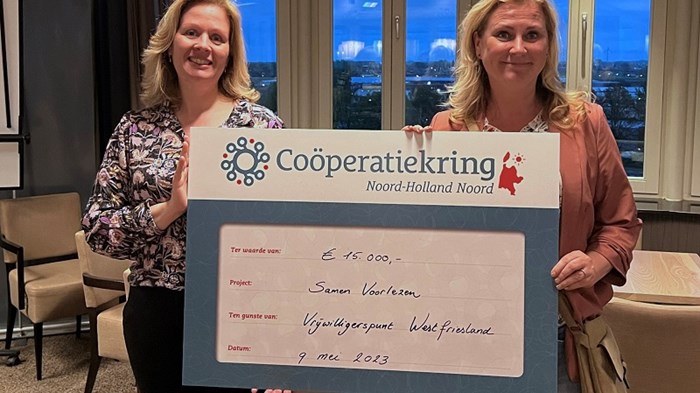 Donatie 15000 euro van Cooperatiekring Noord Holland Noord aan Vrijwilligerspunt Westfriesland
